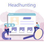Headhunting concept. Idea of business recruitment and human resources management. HR manager occupation. Flat vector illustration